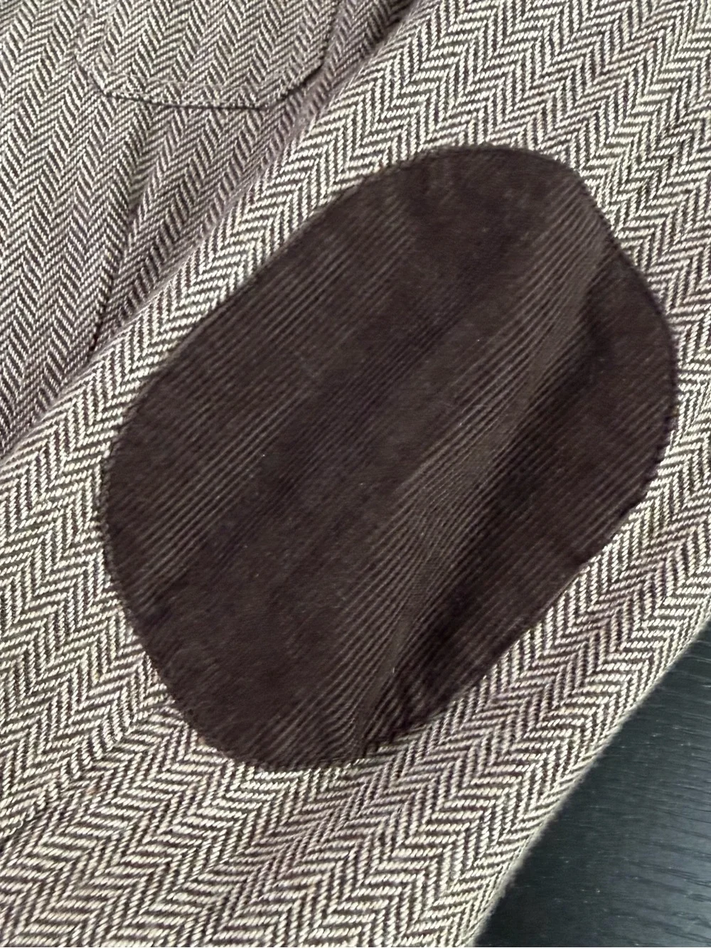 Polo Jeans Co Women's Brown Herringbone Blazer with Elbow Patches size Large